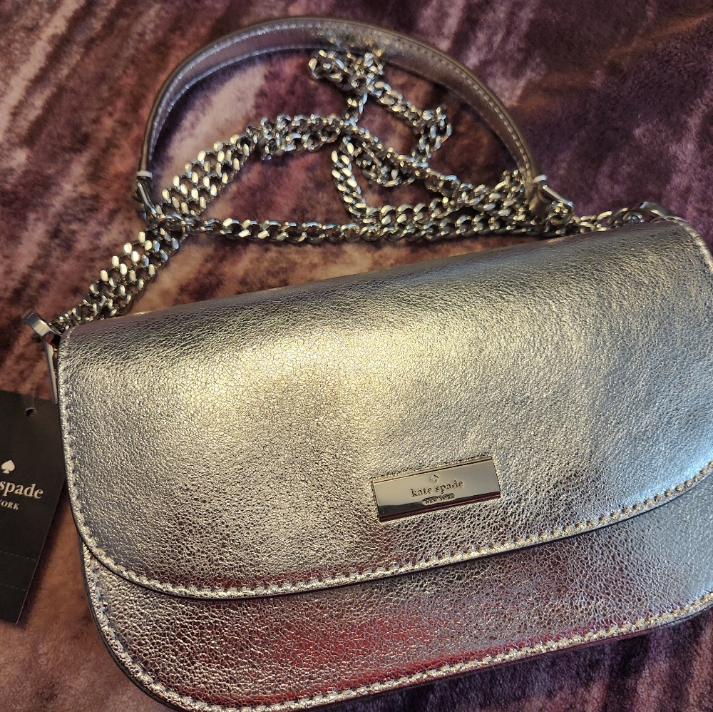 BRAND NEW Kate Spade Silver Leather Krista Bag